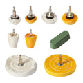 Drill Buffing Wheel Kits 9pcs, Polishing Wheel with Green Compound, High Density Polisher Buffing Wheels for Metal, Jewelry, Car, Aluminum, DIY Buffing & Finishing