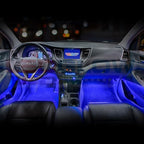 LEDGlow 4pc Blue LED Interior Footwell Underdash Neon Lighting Kit for Cars & Trucks - 7 Unique Patterns - Music Mode - 8 Brightness Levels - Auto Illumination - Includes Cigarette Power Adapter