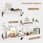 Axeman White Floating Shelves for Wall 24 Inch | 8 Inch Deep Wood Floating Shelves Set of 2 | 24W x 8D Rustic Wall Shelves fo