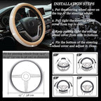New Diamond Leather Steering Wheel Cover with Bling Bling Crystal Rhinestones, Universal Fit 15 Inch Car Wheel Protector for 