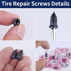 110 PCS Tire Repair Screws, Vacuum Tire Plug Kit Spiral Rubber Nail, Tire Plugs Screw Type Fast Tool Self Screw in Tire Plugs