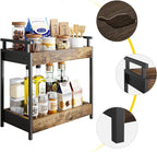 KLM Countertop Coffee Station Organizer, 2 Tier Wooden Shelf for Coffee Bar Accessories, Condiment Storage Caddy for Kitchen,