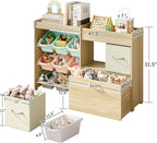 EXPERLAM Toy Storage Organizer for Kids, 9-Bin Toy Organizer with 2-Drawers,Movable Toy Chest and Top Rack, Kids Bookshelf an