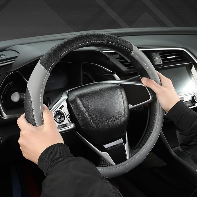 West Llama Customized Auto Car Steering Wheel Cover for Honda Accord Civic CR-V HR-V Pilot Fit Passport Odyssey 14.5-15inch(B