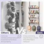 SWTYMIKI Over Door Hat Organizer - 5 Tier Wall Mounted Hat Rack with 4 Adjustable Metal Basket and 3 Hooks, Hanging Baseball 