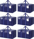 6 Pack Extra Heavy Duty Large Moving Bags with Strong Zipper & Comfortable Handles, Sturdy & Durable Clothes Storage Bags Tot