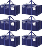 6 Pack Extra Heavy Duty Large Moving Bags with Strong Zipper & Comfortable Handles, Sturdy & Durable Clothes Storage Bags Tot