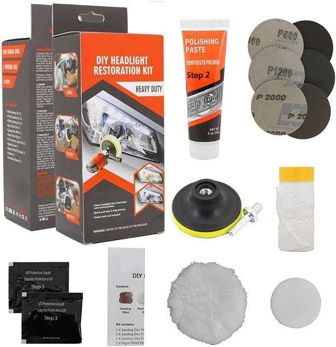 14 Polishing Headlight Restoration Kit and Restoration, Headlight Restoration Kit for Car and Motorcycle, Car Headlight Cleaner, Brings Headlights Back to Like New