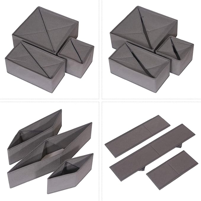 DIOMMELL 12 Pack Foldable Cloth Storage Box Closet Dresser Drawer Organizer Fabric Baskets Bins Containers Divider for Baby C