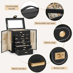 AKOZLIN 6-Tier Jewelry Box Organizer Functional 5 Drawers Leather Jewelry Storage Case for Women Girls Ring Necklace Earring 