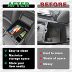 Muslogy Center Console Organizer Compatible with Ford Ranger XL XLT Lariat 2024 2025 2026 & Raptor Accessories Middle Console Storage Box Insert Tray ABS Material Divider with Insert Mats (Black)