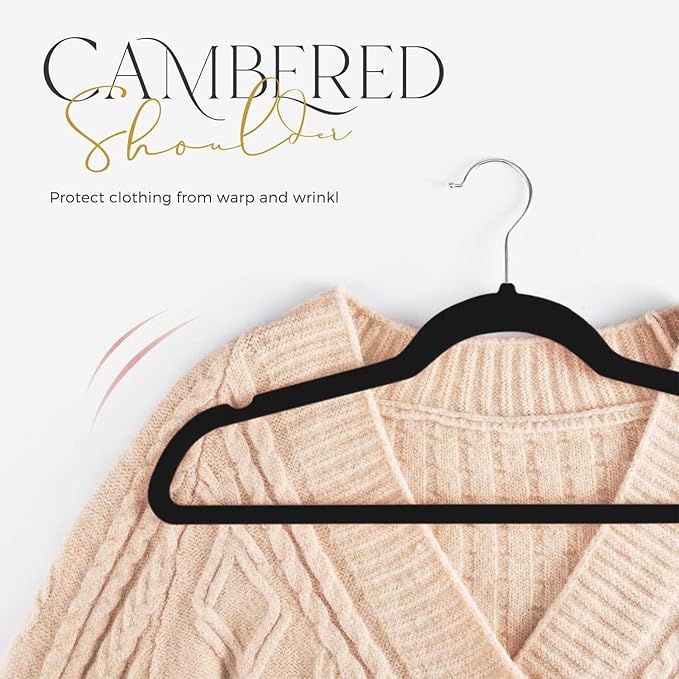 HOUSE DAY Black Velvet Hangers 300 Pack, Premium Clothes Hangers Non-Slip Felt Hangers, Sturdy Black Hangers Heavy Duty Coat 