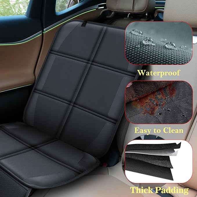 Meolsaek Car Seat Protector for Child Car Seat, Durable 600D Fabric Waterproof Car Seat Cover with Thick Pad Non-Slip Backing