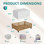 Wisuce Bamboo Under Bed Storage Containers- Underbed Organizer with Wheels with Large Dust Bag,Sturdy Wood Rolling Under the 