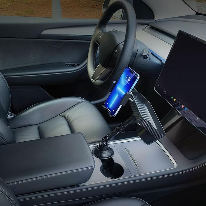 Adjustable Steering Wheel Food Tray with Cup Holder & Phone Mount, 360° Rotatable