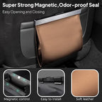 COZILO Leather Car Trash Can with Smart LED Light & Magnetic Closure,Leak-Proof, Odor-Lock Car Trash Bin for Any Cars, Sedans, SUVs, Trucks, Brown
