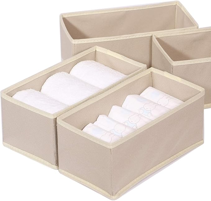 DIOMMELL 6 Pack Foldable Cloth Storage Box Closet Dresser Drawer Organizer Fabric Baskets Bins Containers Divider for Clothes