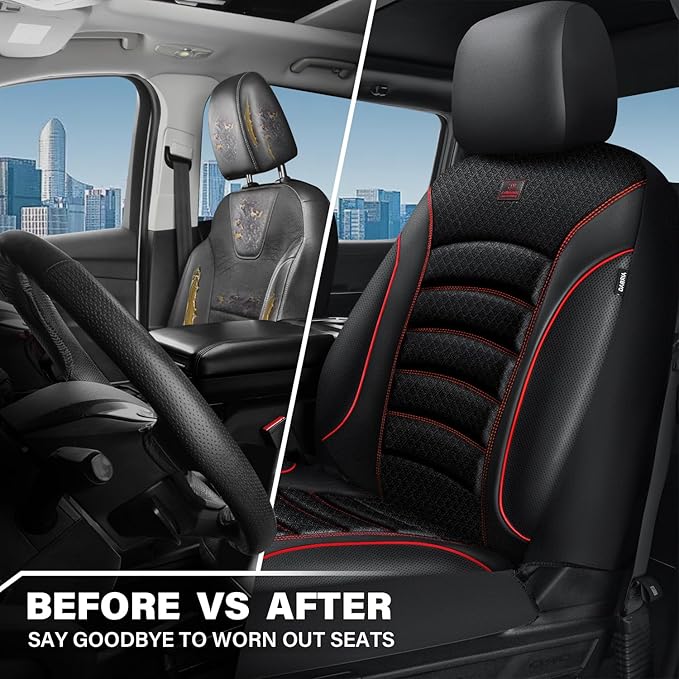 CAR PASS Comfortable 3D Foam Mesh Leather Car Seat Covers Front, Air Cool Mesh Breathable Front Seat Covers for Car, Universa