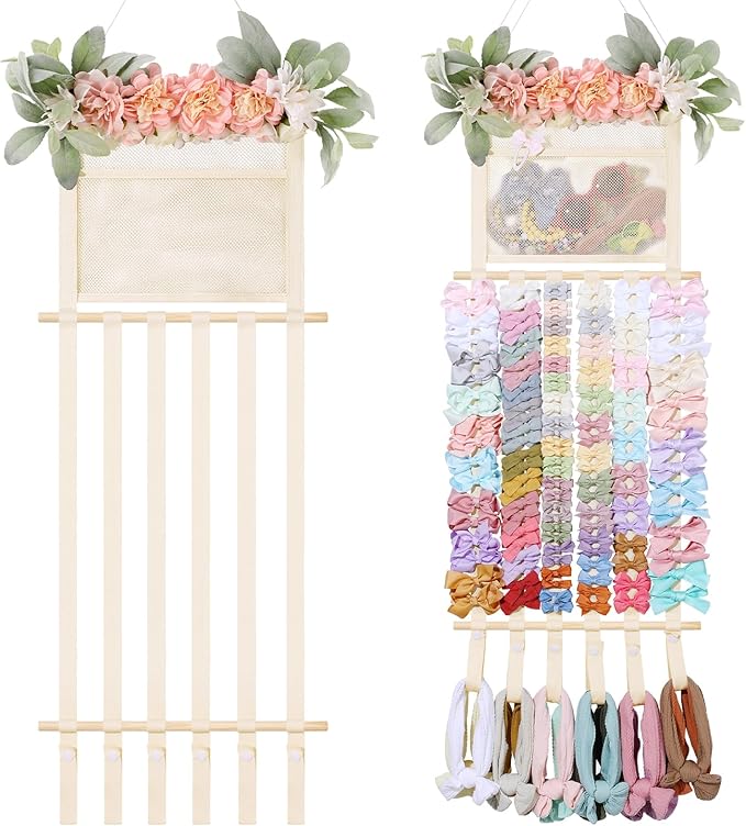 POVETIRE Headband Holder Hair Bows Organizer for Girls, Hair Accessories Display Storage Wall Hanging Decor for Baby Nursery 
