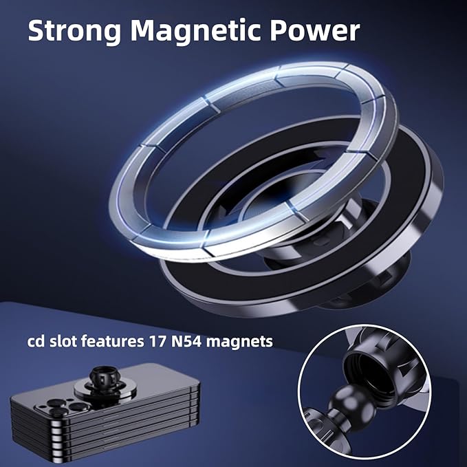 CD Slot Phone Holder for Car,17mm Boll Universal Replacement Magnetic Car Phone Holde 360° Adjustable CD Phone Mount for iPhone 17 Pro Max 16 15 Xs Plus