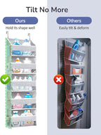 ULG 1 Pack Over Door Organizer with 5 Large Pockets 10 Mesh Side Pockets, Upgraded Linen Texture Over The Door Storage, 44 lb
