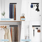 Tie Rack Belt Hanger Wall Mounted, Lomrsiul Non Slip 180 Degree Rotating Tie Organizer for Men Closet with 18 Hooks Closet Or
