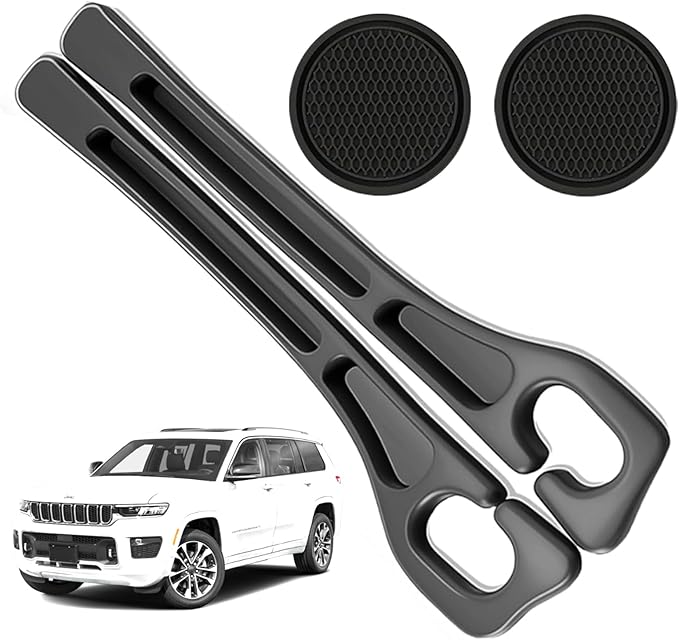 Car Seat Gap Filler Organizer Compatible with Jeep Grand Cherokee Accessories Seat Gap Plug Blocker with Storage Slot Non-Slip Car Cup Holder Coaster Black