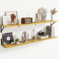 55" Long Wall Mounted Floating Shelves,8 inch Deep Floating Shelf with Metal Brackets Set of 2,Easy-to-Install Wall Decor Sto