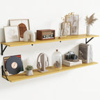55" Long Wall Mounted Floating Shelves,8 inch Deep Floating Shelf with Metal Brackets Set of 2,Easy-to-Install Wall Decor Sto