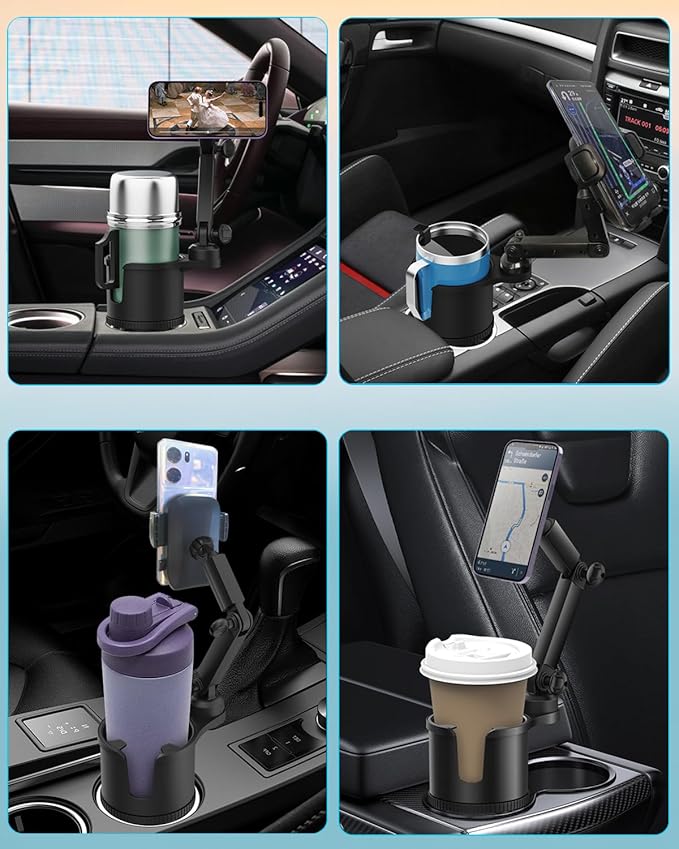 Cup Phone Holders for Your Car, [360°Adjustable] Car Cup Holder Phone Cradle for 2.5-4" Cup Holders-Compatible with iPhone 15/14 Pro, Phone Holder Mount for Truck/SUV| Anti-Slip & No Shake Design