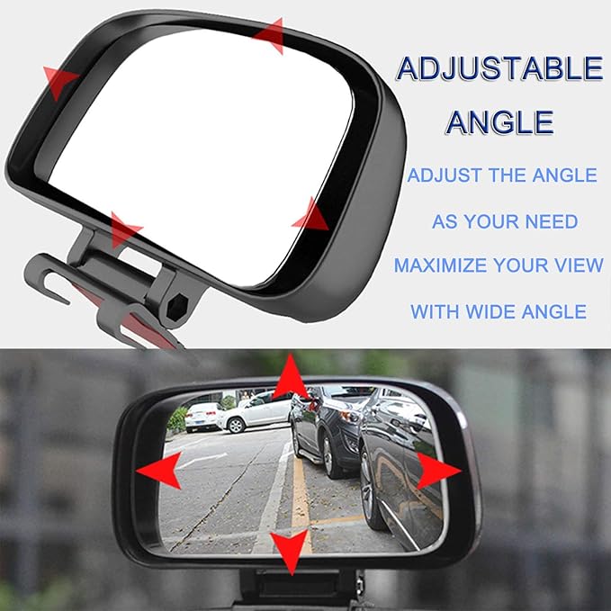 JONMON Blind Spot Mirror - Adjustable 360 Rotation Car Auxiliary Convex Wide Angle Mirror - Snap-On Clip for Side Rearview - Universal for Cars, Trucks, SUVs