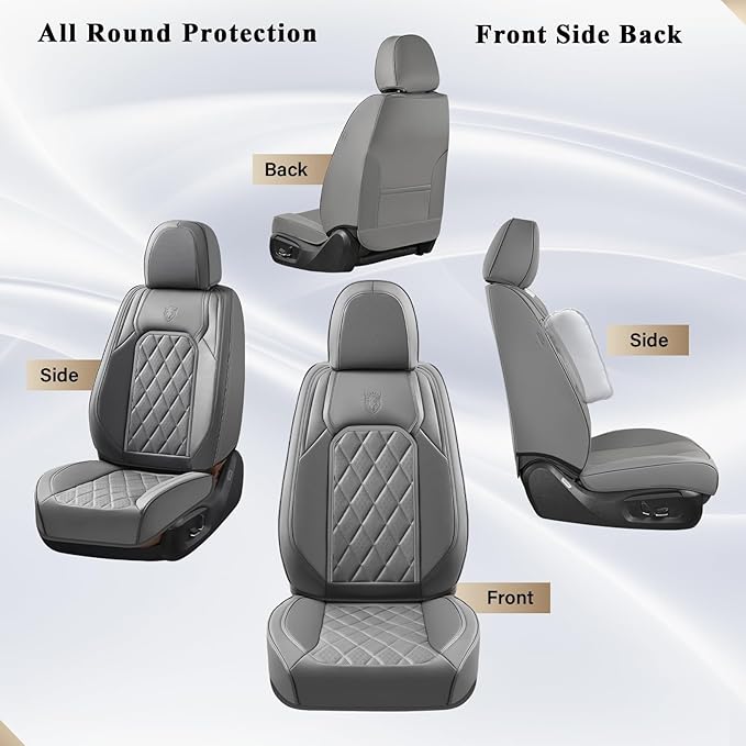 Coverado Car Seat Covers, Front Seat Cover, 2 Pack Luxury Faux Leather Seat Covers for Cars, Waterproof Car Seat Protector, G