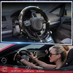 SuperKaKa Black Steering Wheel Cover 2026, Auto Cute Girly Diamond Bling Comfort Leather Car Interior Accessories Protector S