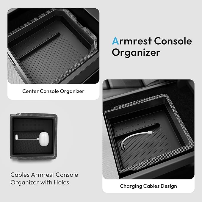 Center Console Organizer Tray for Tesla Model Y Juniper 2025-2026 & Model 3 Highland 2024-2026 [Premium PC + Silent Silicone Liner] Cup Holder for Tesla Model Y Juniper Accessories