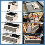 Trunk Organizer with Built-in Insulated Leak Proof Cooler Bag,Collapsible Cargo Organizer for SUV with Non Slip Bottom