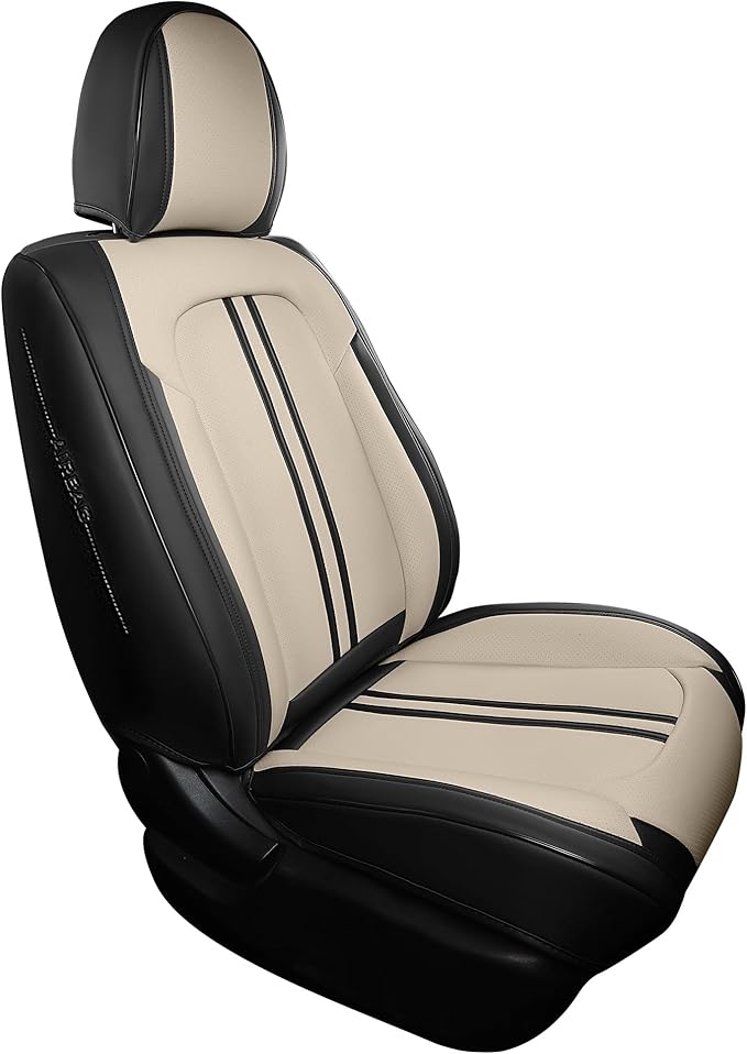 FREESOO Front Seats 2PCS Leather Car Seat Covers, Ultra Breathable Waterproof Seat Covers for Cars Trucks SUV, Carseat Protec