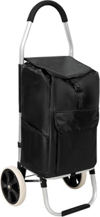 【LuckyNote】 Shopping Trolley with Wheels,Trolley Black Foldable Shopping Cart,Removable Shopping Oxford Waterproof Bag (Black)