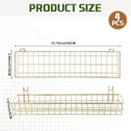 Blulu 4 Pcs Gold Metal Grid Wall Baskets with Hooks Grid Wall Shelves 15.75 x 3.94 x 1.97 Inches Hanging Wire Basket Multi Fu