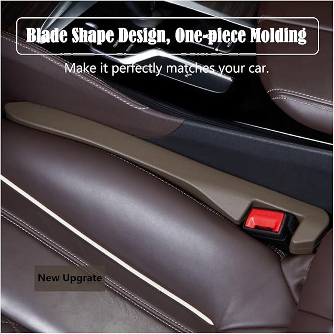 Leather Car Seat Gap Filler Universal for Car, SUV, Truck Fit Organizer Fill The Gap Between Seat and Console Stop Things from Dropping, Set of 2 (Brown)