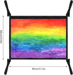 Rainbow Car Ceiling Cargo Net Pocket Hanging Storage Bag with Zipper 31.5"x21.6" Double-Layer Mesh Car Roof Storage Organizer Long Road Trip Truck SUV Travel Camping