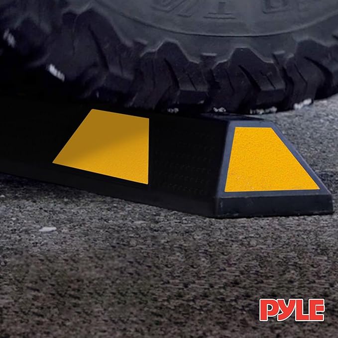 Curb Parking Garage Floor Stopper - 72 Inch Extra Wide Heavy Duty Rubber Parking Lot Stopper, for Vehicles Truck Driveway, Protect Pumpers From Cars Vans Trucks - Pyle PCRSTP14,Black