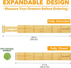 SpaceAid Bamboo Drawer Organizers with Labels, 4 Dividers with 9 Inserts (17-22 in), 6 Dividers with 12 Inserts (17-22 in)