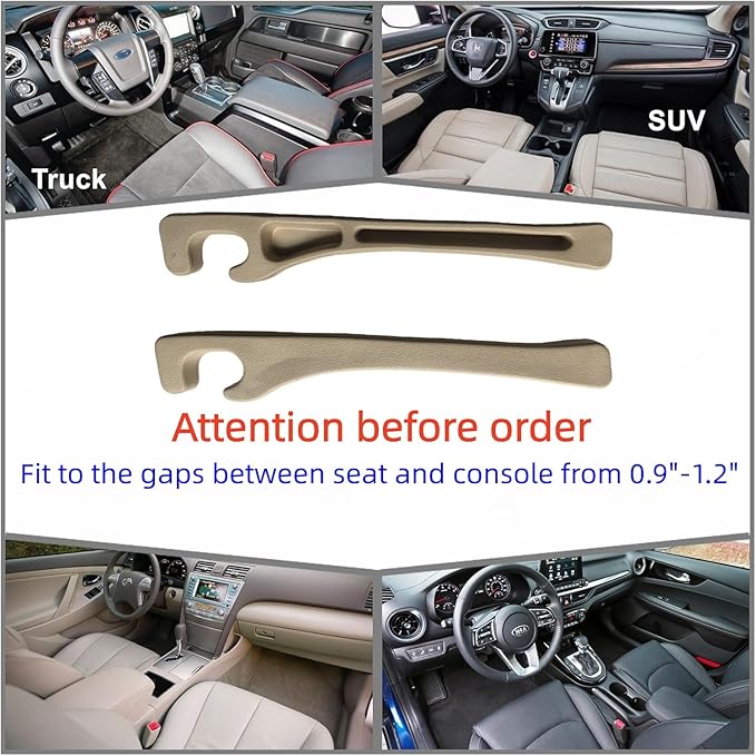 Car Seat Gap Filler Accessories,Storage Organizer Fit Car SUV Truck Fill The Gap Between Seat & Console Vehicle Console Side Pockets (Beige)