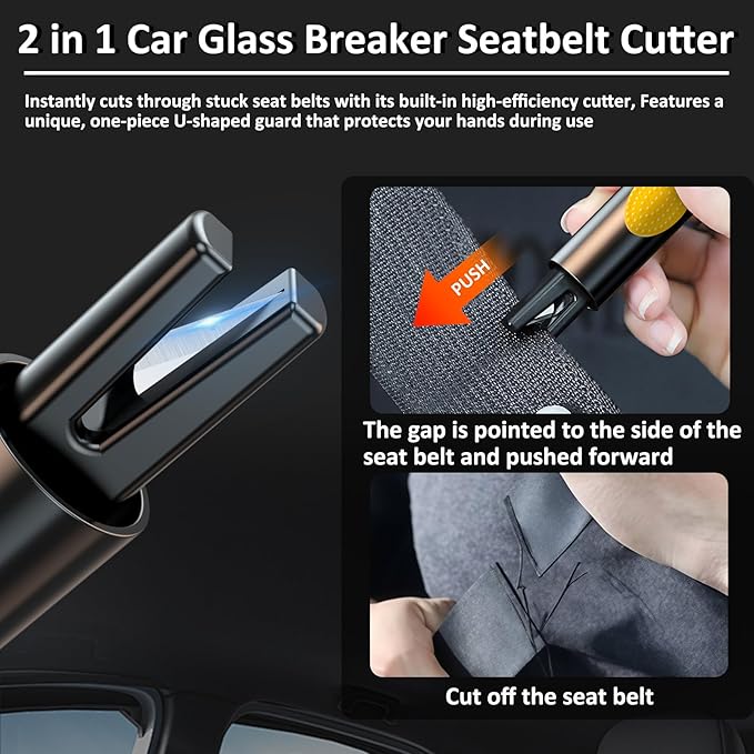 Safehammer - 2026 Upgraded Safe Hammer Glass Breaker Under Water, Car Hammer Seatbelt Cutter Window Breaker Emergency Escape 