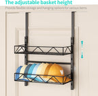 HapiRm Hat Organizer for Baseball Caps - 2 Tier Over the Door & Wall Mounted Hat Rack with 2 Adjustable Metal Basket, Storage