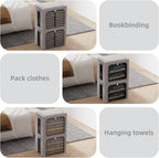 FHSQX 2 Pack Clear Window Storage Bins - Large Stackable Linen Fabric Storage for Clothes Foldable Container Organizer Set wi