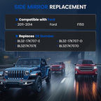 Driver Left Side Heated Mirror Glass Compatible With Ford F150 2011 2012 2013 2014, Driver Left Exterior Side Blind Spot Mirror Glass with Rear Holder Replaces BL3Z-17K707-E BL3Z17K707E