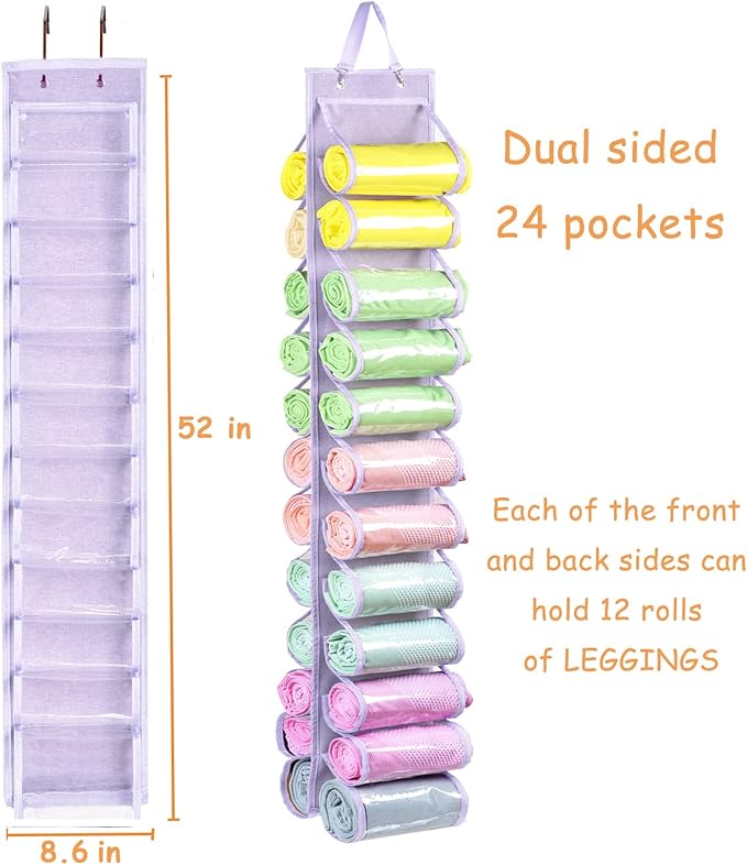 Legging Storage Bag Storage Hanger Can Holds 24 Leggings or Shirts Jeans Compartment Storage Hanger, Foldable Leggings Organi