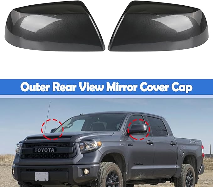Osompar Gray Outer Rear View Mirror Cover Cap Front Driver Passeger Side for Toyota Tundra 2007-2021 Toyota Sequoia