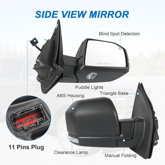 JDMSPEED Left Driver Side View Mirror Compatible with 2015-2020 Ford F150 with Power Glass Heated Puddle Lights Clearnce Lamp